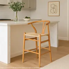 BASEMENT HOME - Silla de Bar en Poliseda con Patas de Madera 56 x 54 x 63 cm - Mueble Kolding - 0% Interés a 3, 6 o 12 Cuotas Pagando con tu CMR Banco Falabella