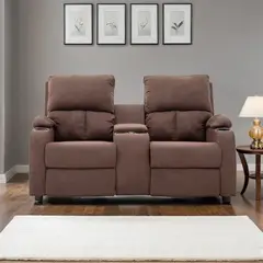 MICA - Silla Reclinable 2 Puestos en Microfibra con Porta Vasos 154 x 98 x 94 cm