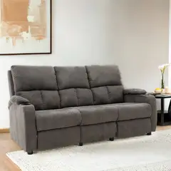 MICA - Sofá Reclinable 3 Puestos con Porta Vasos Rest 195 x 98 x 94 cm