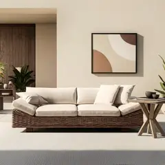 BASEMENT HOME - Sofá de Exterior 2 Puestos en Ratán 120 x 92.5 x 116 cm Kretes - Mueble - 0% Interés a 3, 6 o 12 Cuotas Pagando con tu CMR Banco Falabella