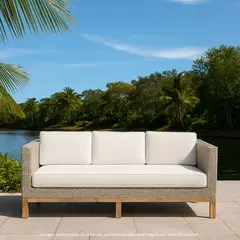 BASEMENT HOME - Sofá de Terraza 3 puestos Rattán plástico Capetown - 0% Interés a 3, 6 o 12 Cuotas Pagando con tu CMR Banco Falabella