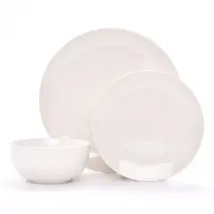 MICA - Vajilla 4 puestos. Juego de vajilla Blanca. Vajilla Cerámica