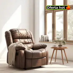 MICA - Silla Reclinable en Cuero Combinado 1 puesto Robbie 92 x 97 x 100 cm