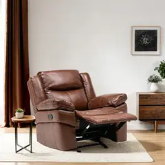 BASEMENT HOME - Silla Reclinable Moderna 1 Puesto en Cuero Mecánica Kanye 103 X 106 X 81 cm - 0% Interés a 3, 6 o 12 Cuotas Pagando con tu CMR Banco Falabella