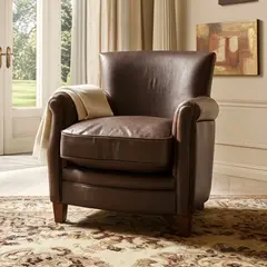ROBERTA ALLEN - Poltrona en Cuero con Patas de Madera, 75 x 835 x 81 cm - Mueble -0% Interés a 3, 6 o 12 Cuotas Pagando con tu CMR Banco Falabella