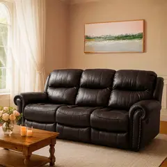 ROBERTA ALLEN - Sofá Reclinabe 3 Puestos en Cuerina, Mecánico. 215 X 102 X 102 cm - Mueble Antonie - 0% Interés a 3, 6 o 12 Cuotas Pagando con tu CMR Banco Falabella
