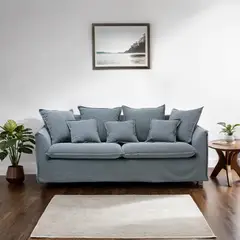 BASEMENT HOME - Sofá 3 Puestos en Tela, Atlanta 209 x 93 x 99 cm con Patas de Plástico - Mueble - 0% Interés a 3, 6 o 12 Cuotas Pagando con tu CMR Banco Falabella