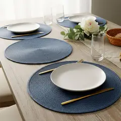 ROBERTA ALLEN - Set x 4 Individuales Plástico Azul Marino 38 x 38 cm