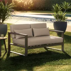 BASEMENT HOME - Sofá de Exterior y Terraza o Jardín Moderno en Poliéster 2 Puestos Mónaco 130 x 80 x 58 cm  - 0% Interés a 3, 6 o 12 Cuotas Pagando con tu CMR Banco Falabella