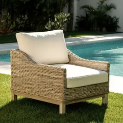 ROBERTA ALLEN - Poltrona de Exterior y Terraza Moderna en Ratán Kubu 76 x 62 x 86 cm  - 0% Interés a 3, 6 o 12 Cuotas Pagando con tu CMR Banco Falabella