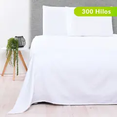BASEMENT HOME - Juego de Sábanas Lisa de Algodón Organico 300 Hilos