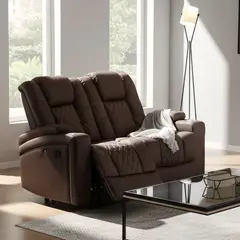 MICA - Silla Reclinable Moderna 2 Puestos en Cuerina con Porta Vasos y Puerto USB Bentley 141 x 105 x 98 cm - 0% Interés a 3, 6 o 12 Cuotas Pagando con tu CMR Banco Falabella
