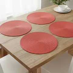 ROBERTA ALLEN - Individual set x 4 Redondo Rojo de Plástico 38 cm