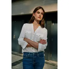 BASEMENT - Camisa Mujer Estampado Manga larga