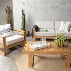 BASEMENT HOME - Sofá de Exterior y Terraza o Jardín Moderno en Tela 3 Puestos Laguna 190 x 95 x 76 cm  - 0% Interés a 3, 6 o 12 Cuotas Pagando con tu CMR Banco Falabella