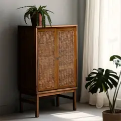 BASEMENT HOME - Bar para Exterior en Madera Rattan, Kretes 96 x 38 x 165 cm - Mueble - 0% Interés a 3, 6 o 12 Cuotas Pagando con tu CMR Banco Falabella