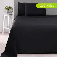 BASEMENT HOME - Juego de Sábanas Lisa de Algodón 200 Hilos