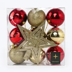 MICA - Bolas de navidad 8,5 cm set X 9 Incuye punta de àrbol