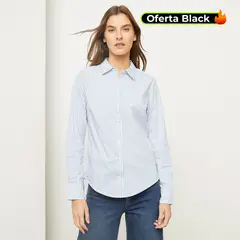 BASEMENT - Camisa Mujer Manga larga de Algodón