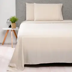 AMBIENTA - Sábana de Poliéster 75 GSM para cama Sencillo,Doble, Queen. Juego de Sábanas Lisa