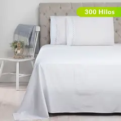 ROBERTA ALLEN - Juego de Sábanas Bordada de Algodón 300 Hilos Cadeneta