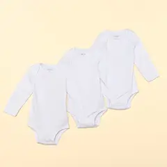 YAMP - Pack x3 Body Blanco Manga Larga para Bebé Unisex
