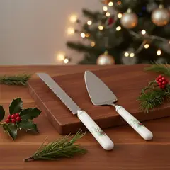 ROBERTA ALLEN - Set: Utensilios para Servir Torta Mesa de Navidad