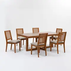 MICA - Juego de Comedor Moderno para 6 Personas (Comedor + 6 Sillas)