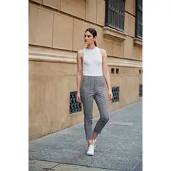 BASEMENT - Pantalón Skinny Mujer Tiro alto con Estampado de Algodón