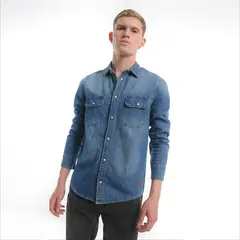 DENIMLAB - Camisa de jean Hombre Manga larga Slim de Algodón