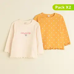 YAMP - Pack x2 Camiseta para Bebé niña en Algodón