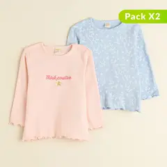 YAMP - Pack x2 Camiseta para Bebé niña en Algodón
