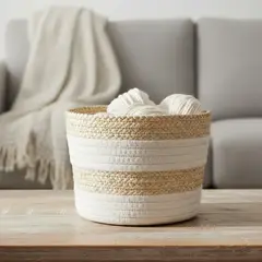 MICA - Canasto Rattán Decorativo de Almacenamiento para Organizar 15 x 18 cm