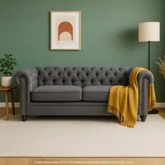 ROBERTA ALLEN - Sofá cama 3 puestos en Tela 200 x 92 x 75 cm, con Patas de Madera - Mueble Arthur - 0% Interés a 3, 6 o 12 Cuotas Pagando con tu CMR Banco Falabella