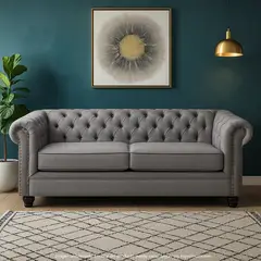 ROBERTA - Sofá cama 3 puestos en Tela 200 x 92 x 75 cm, con Patas de Madera - Mueble Allen Arthur - 0% Interés a 3, 6 o 12 Cuotas Pagando con tu CMR Banco Falabella