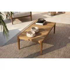 BASEMENT HOME - Mesa de Centro Moderna Rectangular en Madera Teca Aruba 120 x 60 x 35.5 cm - 0% Interés a 3, 6 o 12 Cuotas Pagando con tu CMR Banco Falabella