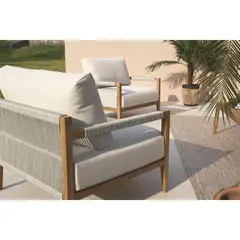 BASEMENT HOME - Poltrona de Exterior y Terraza o Jardín Moderna en Madera 1 Puesto Aruba 82.6 x 75 x 62.5 cm Besement Home - 0% Interés a 3, 6 o 12 Cuotas Pagando con tu CMR Banco Falabella
