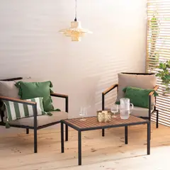 BASEMENT HOME - Juego de Sala o Balcón para Exterior y Terraza Moderno en Aluminio (2 Poltronas + Mesa de Centro) Milos Basemenet Home - 0% Interés a 3, 6 o 12 Cuotas Pagando con tu CMR Banco Falabella