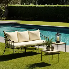 BASEMENT HOME - Sofá de terraza Poliéster 3 puestos Saint Tropez - 0% Interés a 3, 6 o 12 Cuotas Pagando con tu CMR Banco Falabella