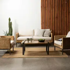 BASEMENT HOME - Sofá de Exterior y Terraza Moderno 3 Puestos en Ratán Gobi 178 x 63 x 67 cm - 0% Interés a 3, 6 o 12 Cuotas Pagando con tu CMR Banco Falabella