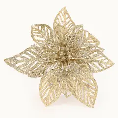 MICA - Adorno Navideño: Flor Dorada 18 cm