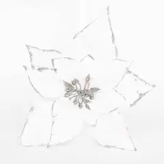 MICA - Adorno Navideño: Flor Blanca 23 cm