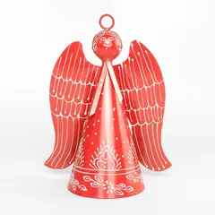MICA - Ángel Rojo Colgante de Metal 40cm Decoración navideña