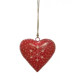 MICA - Corazón Rojo Colgante de Metal 40cm Decoración navideña