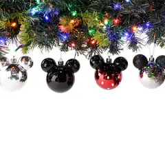 DISNEY - Bola de Navidad Mickey Mouse Set x4 Unidades para Árbol de Navidad 9 cm