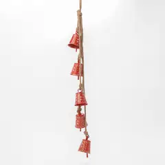 MICA - Campanas Rojas Guirnalda Navideña Colgante 80 Cm