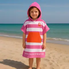 BENETTON - Toalla de playa infantil 340 g Rayas 60 x 120 cm