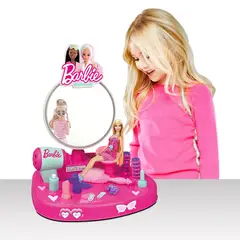 BARBIE - Tocador de con Luz y Sonido, incluye (Tocador y 12 accesorios). A partir de 3 años.