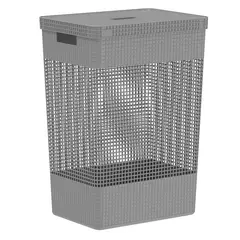 OU - Cesta Ropa Grid C/Tapa 49L Gris