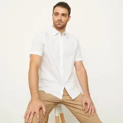 NEWPORT - Camisa con Puntos para Hombre Manga corta de Algodón
